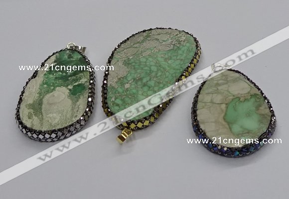CGP3028 35*50mm - 40*65mm freeform green apple jasper pendants