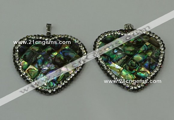CGP310 40*40mm heart abalone shell pendants wholesale
