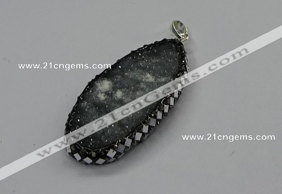 CGP3130 25*50mm - 25*55mm oval druzy agate pendants wholesale