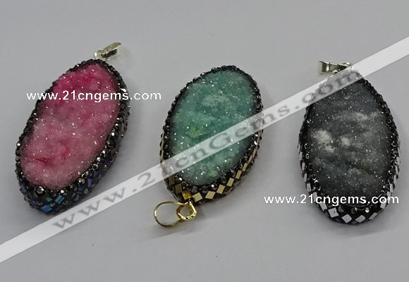 CGP3133 25*50mm - 25*55mm oval druzy agate pendants wholesale