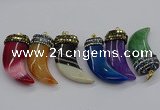 CGP3168 20*50mm - 25*55mm horn agate gemstone pendants