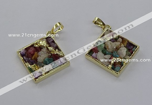 CGP3260 25*25mm diamond druzy agate pendants wholesale