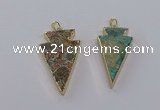 CGP3276 25*50mm - 30*55mm arrowhead ocean agate pendants