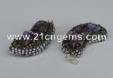 CGP3385 18*40mm - 22*45mm horn plated druzy amethyst pendants