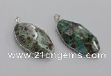 CGP3463 30*50mm - 35*55mm faceted oval ocean agate pendants