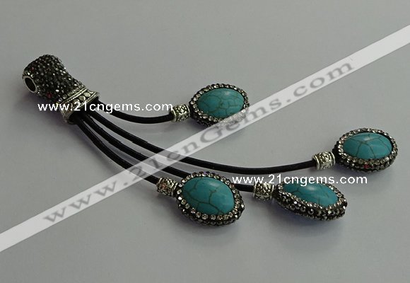 CGP668 15*20mm oval turquoise tassel pendants wholesale