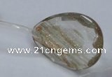 CGQ21 15.5 inches 30*40mm faceted flat teadrdrop gold sand quartz beads