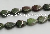 CGR08 16 inches 8*12mm flat teardrop green rain forest stone beads