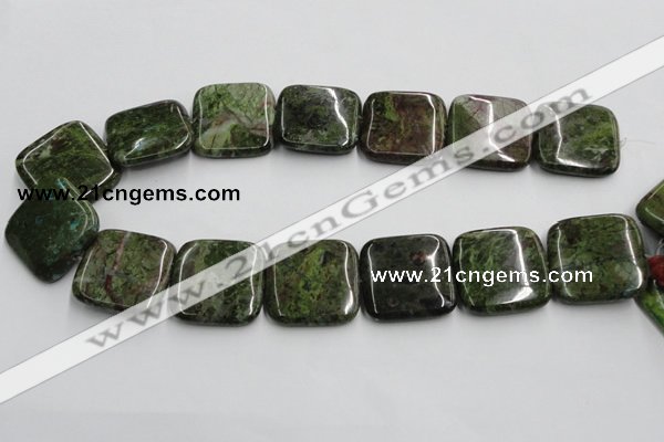 CGR20 16 inches 30*30mm square green rain forest stone beads wholesale