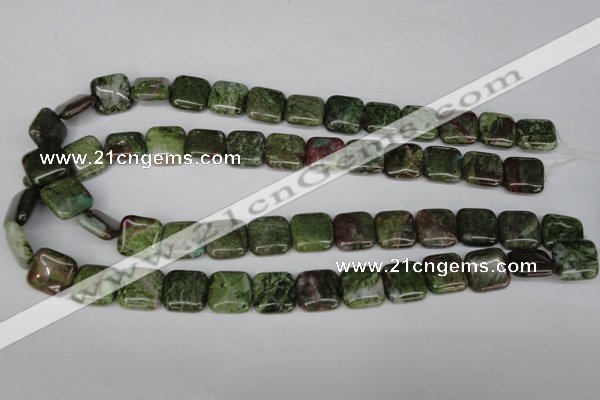CGR33 15.5 inches 14*14mm square green rain forest stone beads