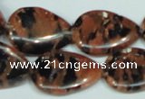 CGS214 15.5 inches 18*25mm flat teardrop blue & brown goldstone beads