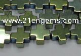 CHE1010 15.5 inches 10*10mm cross plated hematite beads wholesale