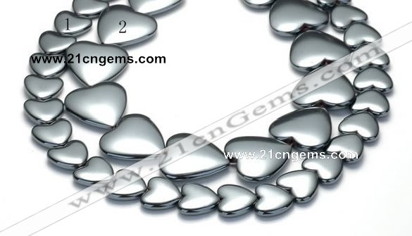 CHE16 16 inches 16mm & 25mm heart shape hematite beads Wholesale