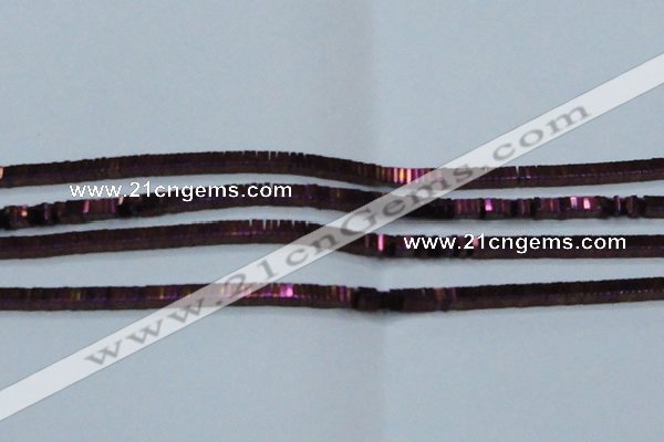 CHE583 15.5 inches 1*4*4mm square plated hematite beads wholesale