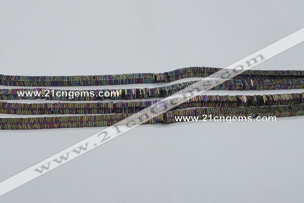 CHE623 15.5 inches 1*2*2mm square matte plated hematite beads