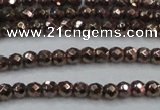 CHE701 15.5 inches 3mm faceted round plated hematite beads
