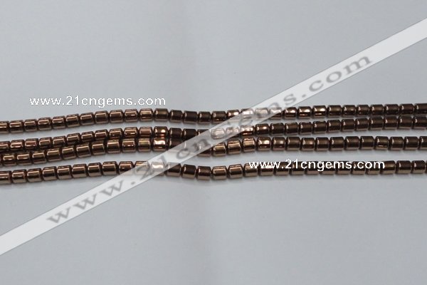 CHE788 15.5 inches 4*4.5mm drum plated hematite beads wholesale