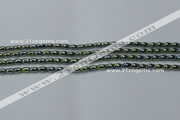 CHE798 15.5 inches 3*5mm rice plated hematite beads wholesale
