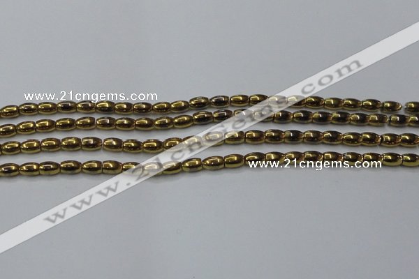 CHE803 15.5 inches 4*6mm rice plated hematite beads wholesale