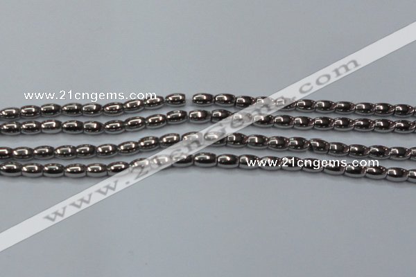 CHE810 15.5 inches 5*8mm rice plated hematite beads wholesale