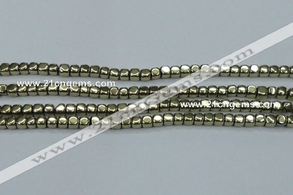 CHE877 15.5 inches 4*4mm dice plated hematite beads wholesale