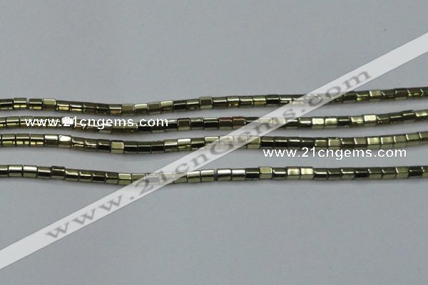 CHE888 15.5 inches 2*2mm faceted tube plated hematite beads wholesale