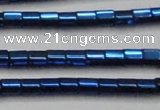 CHE892 15.5 inches 2*2mm faceted tube plated hematite beads wholesale