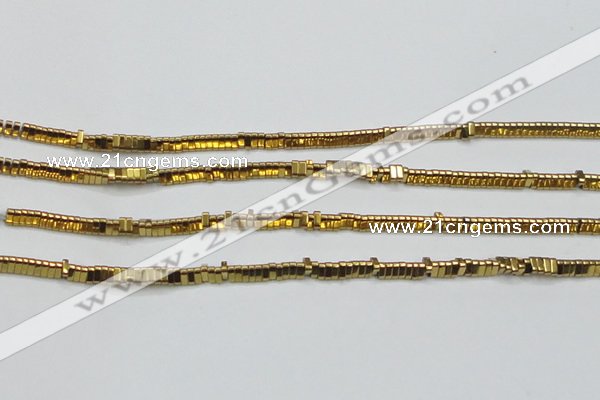 CHE921 15.5 inches 1*3mm triangle plated hematite beads wholesale