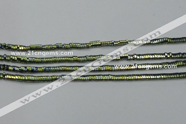 CHE932 15.5 inches 1*2*3mm oval plated hematite beads wholesale