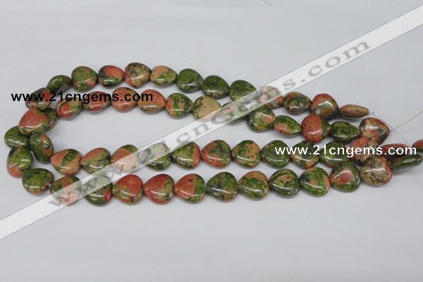 CHG48 15.5 inches 14*14mm heart unakite gemstone beads wholesale