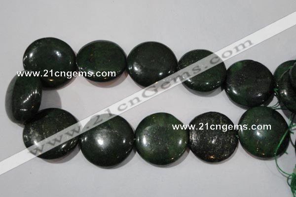 CIS18 15.5 inches 35mm flat round green iron stone beads wholesale