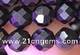 CJB201 15.5 inches 6mm faceted round jet beads wholesale