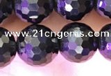 CJB202 15.5 inches 8mm faceted round jet beads wholesale