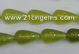 CKA212 15.5 inches 10*18mm teardrop Korean jade gemstone beads