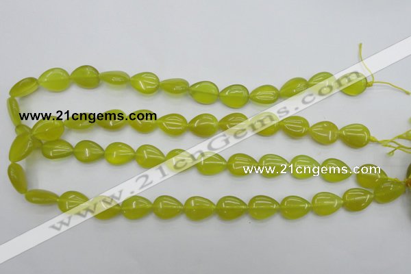 CKA256 15.5 inches 12*16mm flat teardrop Korean jade gemstone beads