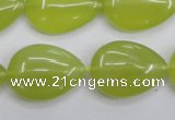 CKA258 15.5 inches 18*25mm flat teardrop Korean jade gemstone beads