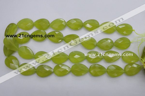 CKA276 15.5 inches 18*25mm faceted flat teardrop Korean jade gemstone beads