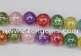 CKQ73 15.5 inches 10mm round AB-color dyed crackle quartz beads