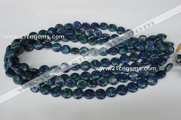 CLA412 15.5 inches 14mm flat round synthetic lapis lazuli beads