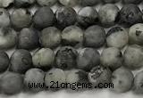 CLB1195 15 inches 4mm round matte black labradorite beads