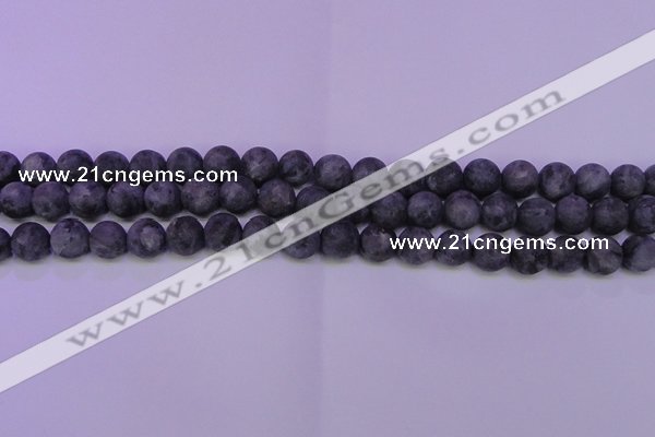 CLB372 15.5 inches 8mm round matte black labradorite beads