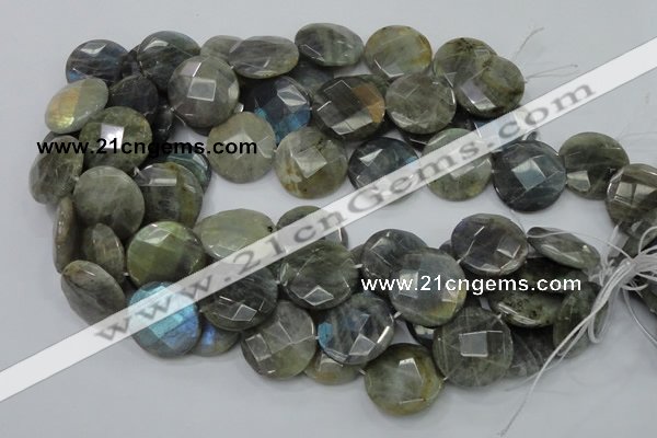 CLB39 15.5 inches 25mm faceted flat round labradorite gemstone beads