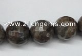 CLB406 15.5 inches 16mm faceted round grey labradorite beads