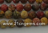 CLD211 15.5 inches 6mm round matte leopard skin jasper beads