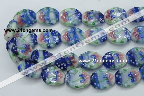 CLG802 15.5 inches 22*28mm oval lampwork glass beads wholesale