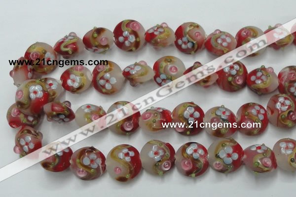 CLG812 15.5 inches 18mm flat round lampwork glass beads wholesale
