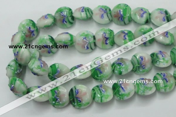 CLG821 15.5 inches 20mm flat round lampwork glass beads wholesale