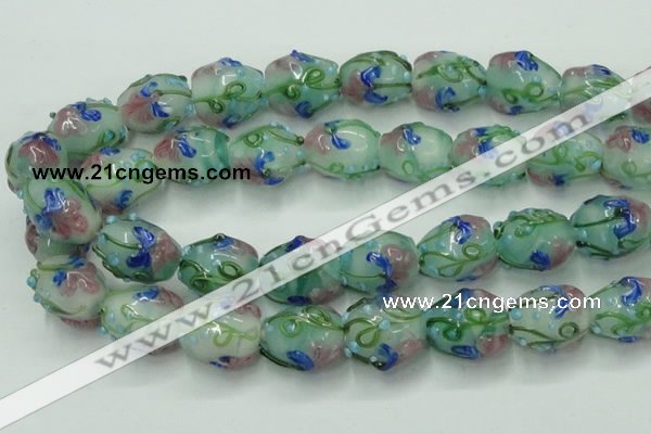 CLG826 15.5 inches 14*18mm pear lampwork glass beads wholesale