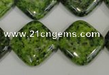 CLJ308 15.5 inches 20*20mm diamond dyed sesame jasper beads wholesale