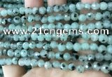 CLJ430 15.5 inches 6mm faceted round sesame jasper beads